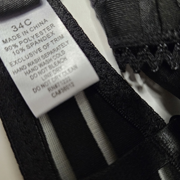 Rampage Intimates 2 Piece Set 34C/M Black Bra Underwear Panty Thong NEW - Picture 6 of 17